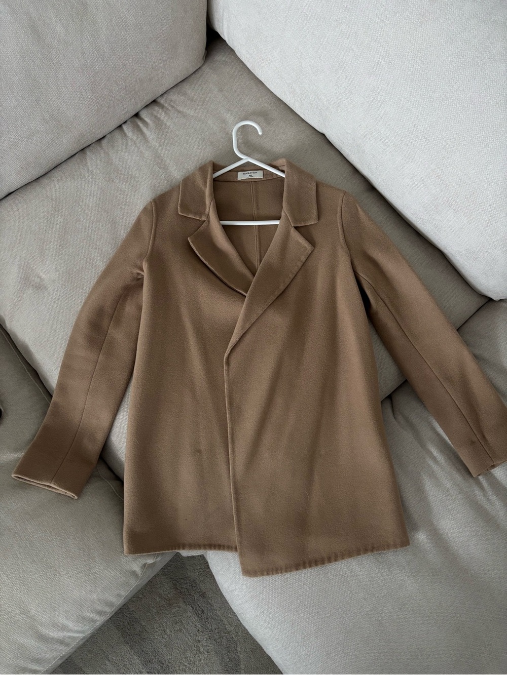 Aritzia Wool Camel Brown Tailored Open Blazer Coat